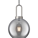 Soji Round Pendant - Brushed Nickel / Smoked Solid Glass