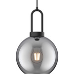 Soji Round Pendant - Matte Black / Smoked Solid Glass