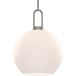 Soji Round Pendant - Brushed Nickel / Opal Matte Glass