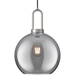 Soji Round Pendant - Brushed Nickel / Smoked Solid Glass