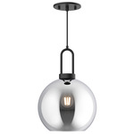 Soji Round Pendant - Matte Black / Smoked Solid Glass