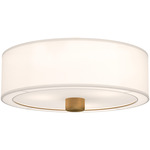 Theo Semi Flush Ceiling Light - Aged Gold / White Linen