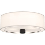 Theo Semi Flush Ceiling Light - Matte Black / White Linen