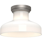 Westlake Semi Flush Ceiling Light - Brushed Nickel / Glossy Opal
