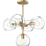 Willow Convertible Chandelier - Brushed Gold / Clear