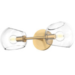 Willow Double Wall Sconce - Brushed Gold / Clear