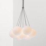 Glass 120 Cluster Chandelier - Brushed Aluminum / Matte Opal