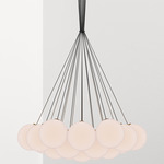 Glass 120 Cluster Chandelier - Brushed Brass / Matte Opal