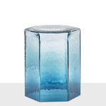 Hex Glass Table - Ocean Blue