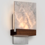 Fortis Marble Wall Sconce - Brushed Aluminum / Walnut