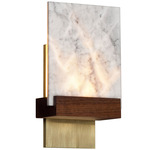Fortis Marble Wall Sconce - Brushed Brass / Walnut