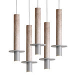 Meta Round Five Light Pendant - White / White