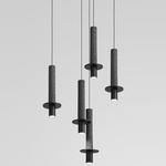 Meta Round Five Light Pendant - Black / Black