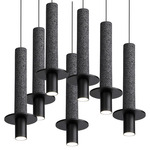 Meta Round Seven Light Pendant - Black / Black