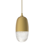 Pebble Pendant - Gilded Brass / Chilled Clear