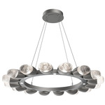 Pebble Chandelier - Metallic Beige Silver / Clear Cast Glass