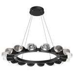 Pebble Chandelier - Matte Black / Clear Cast Glass