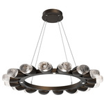 Pebble Chandelier - Flat Bronze / Clear Cast Glass