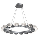 Pebble Chandelier - Classic Silver / Clear Cast Glass