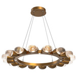 Pebble Chandelier - Novel Brass / Clear Cast Glass