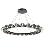 Pebble Chandelier - Flat Bronze / Clear Cast Glass