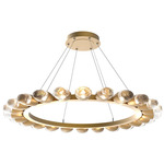 Pebble Chandelier - Gilded Brass / Clear Cast Glass
