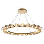 Pebble Chandelier - Gilded Brass / Clear Cast Glass