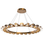 Pebble Chandelier - Novel Brass / Clear Cast Glass