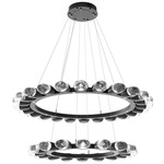 Pebble Tiered Chandelier - Matte Black / Chilled Clear