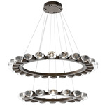 Pebble Tiered Chandelier - Flat Bronze / Chilled Clear