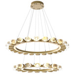 Pebble Tiered Chandelier - Gilded Brass / Chilled Clear