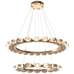 Pebble Tiered Chandelier - Novel Brass / Chilled Clear