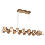 Pebble Linear Pendant - Novel Brass / Clear Cast Glass