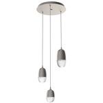 Pebble Multi Light Pendant - Metallic Beige Silver / Clear Cast Glass