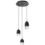 Pebble Multi Light Pendant - Matte Black / Clear Cast Glass