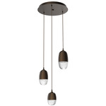 Pebble Multi Light Pendant - Flat Bronze / Clear Cast Glass