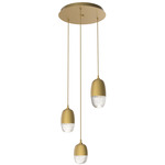 Pebble Multi Light Pendant - Gilded Brass / Clear Cast Glass