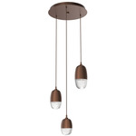 Pebble Multi Light Pendant - Burnished Bronze / Clear Cast Glass