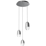 Pebble Multi Light Pendant - Classic Silver / Clear Cast Glass