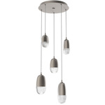 Pebble Multi Light Pendant - Metallic Beige Silver / Clear Cast Glass