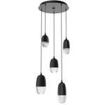 Pebble Multi Light Pendant - Matte Black / Clear Cast Glass