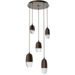 Pebble Multi Light Pendant - Flat Bronze / Clear Cast Glass