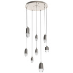 Pebble Multi Light Pendant - Metallic Beige Silver / Clear Cast Glass