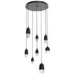 Pebble Multi Light Pendant - Matte Black / Clear Cast Glass