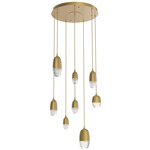 Pebble Multi Light Pendant - Gilded Brass / Clear Cast Glass