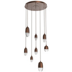 Pebble Multi Light Pendant - Burnished Bronze / Clear Cast Glass