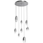 Pebble Multi Light Pendant - Classic Silver / Clear Cast Glass