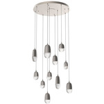 Pebble Multi Light Pendant - Metallic Beige Silver / Clear Cast Glass