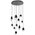 Pebble Multi Light Pendant - Matte Black / Clear Cast Glass