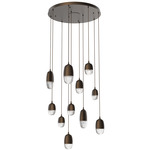 Pebble Multi Light Pendant - Flat Bronze / Clear Cast Glass